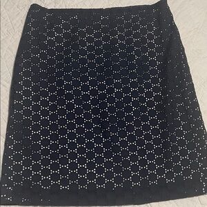LOFT Navy and White Geometric Pencil Skirt